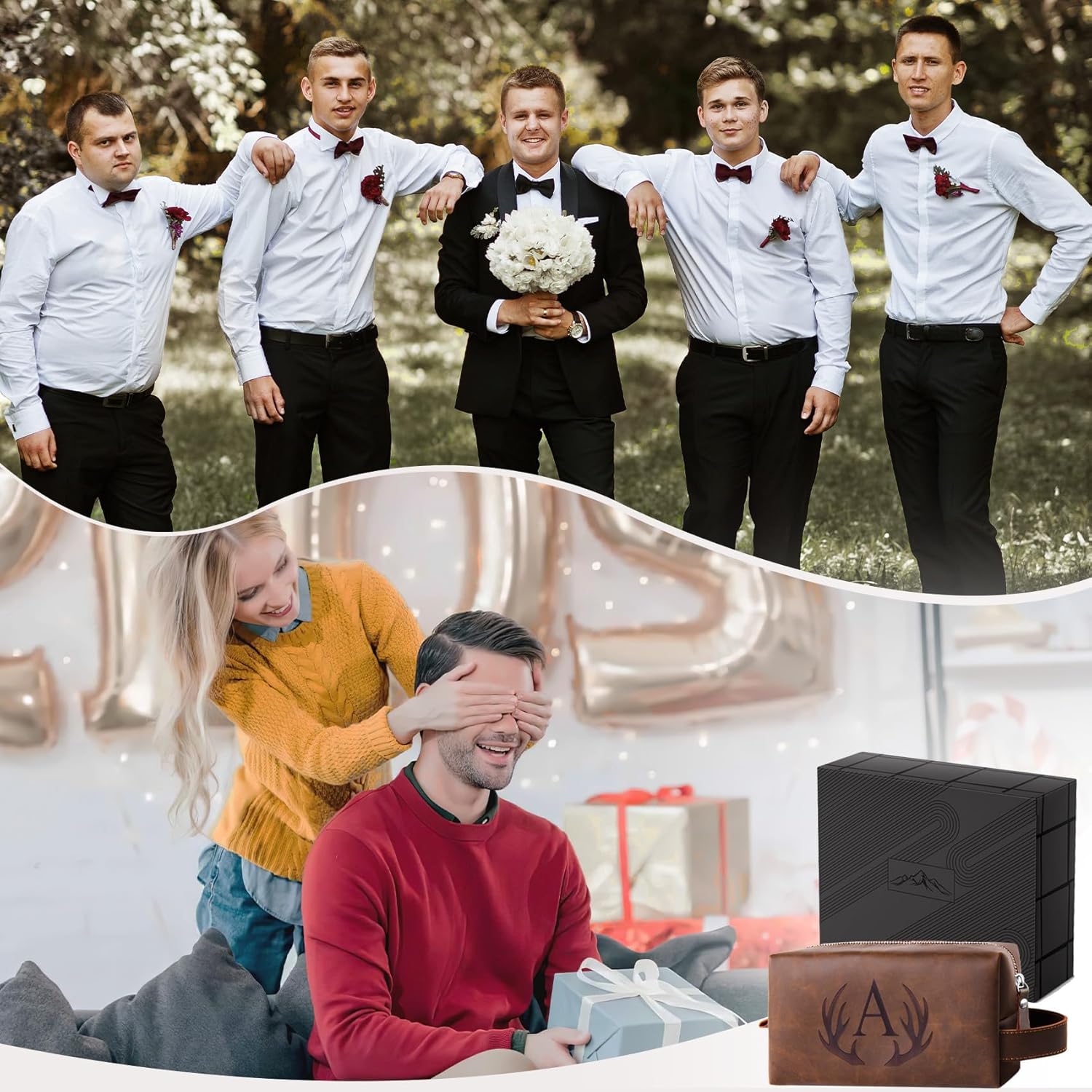 Initial Letter Travel Toiletry Bag 30th 40th 50th 60th 70th 80th Birthday Gifts for Men Him PU