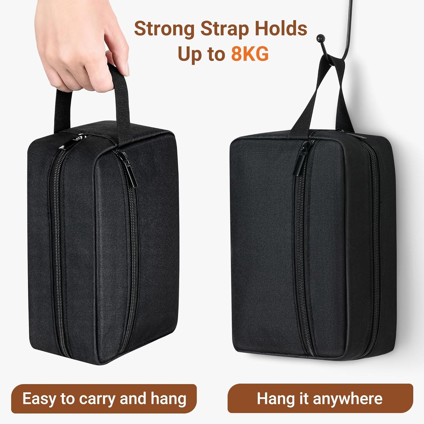 Elviros Travel Toiletry Bag for Women and Men, Lightweight Makeup Bag Hanging Dopp Kit with Shaving Compartment Cosmetic Organizer Small Tool Bag Travel Essentials, Black