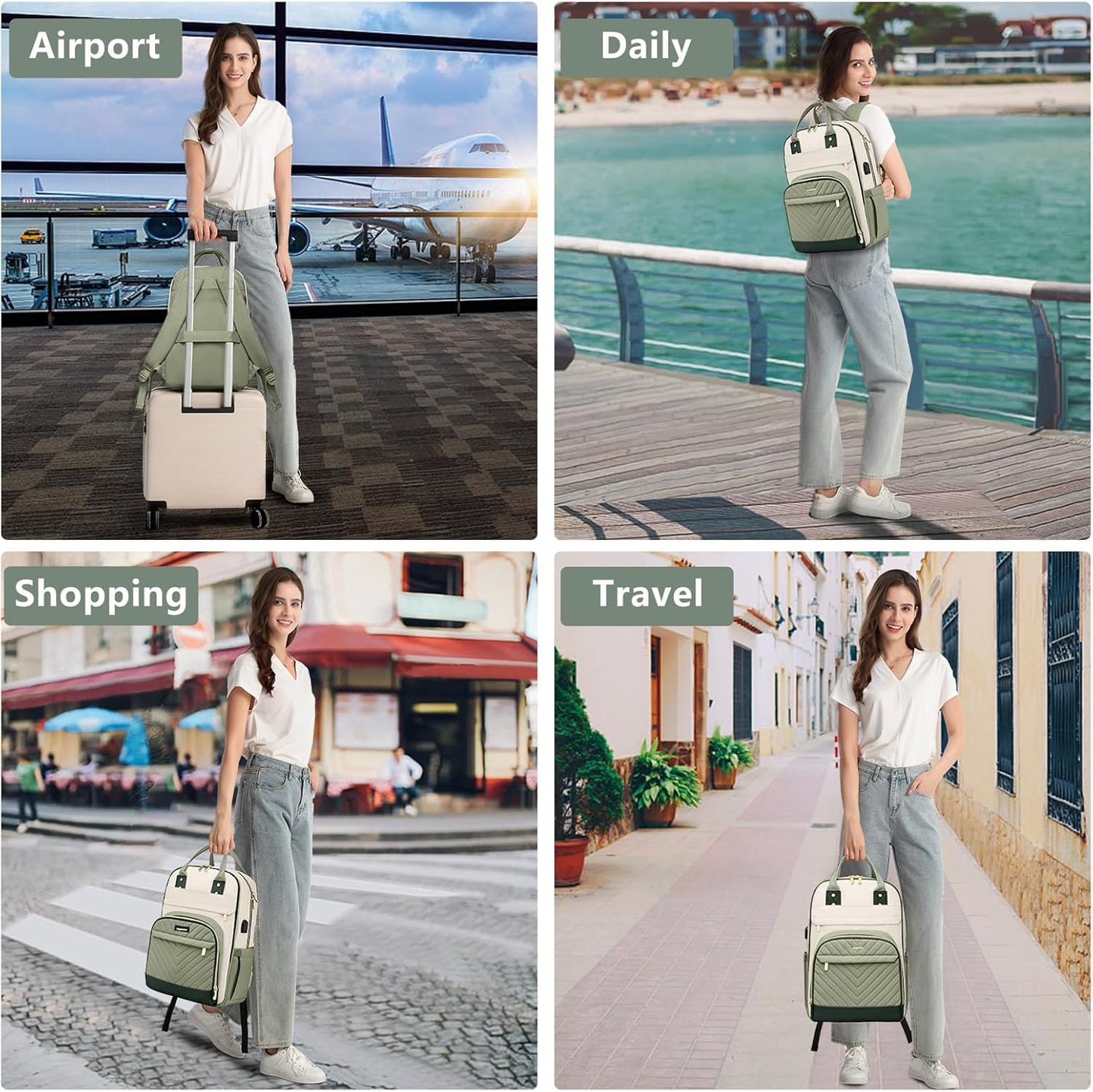Laptop Backpack for Women Work Bag - 15.6 inch Travel Backpack with USB Charger College Bookbag