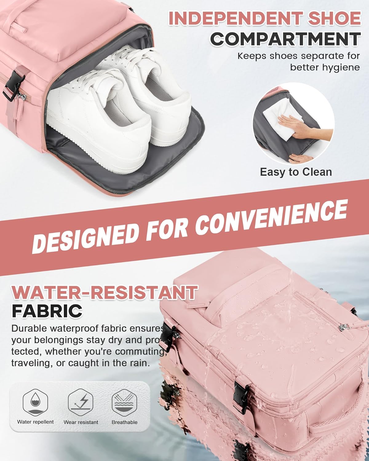 WONHOX Large Travel Backpack Carry on Flight Approved Laptop Work Business Backpack for Women Men Mochila de Viaje