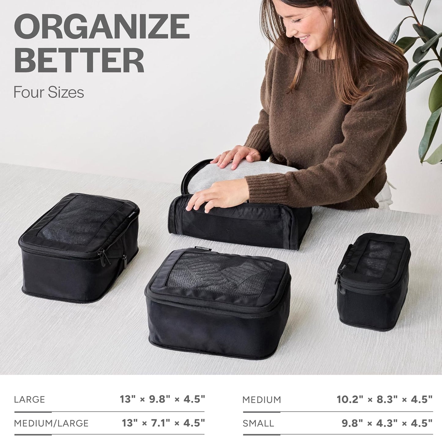 Aerotrunk Compression Packing Cubes for Travel - Luggage Organizer Bags - Double Zipper Packing