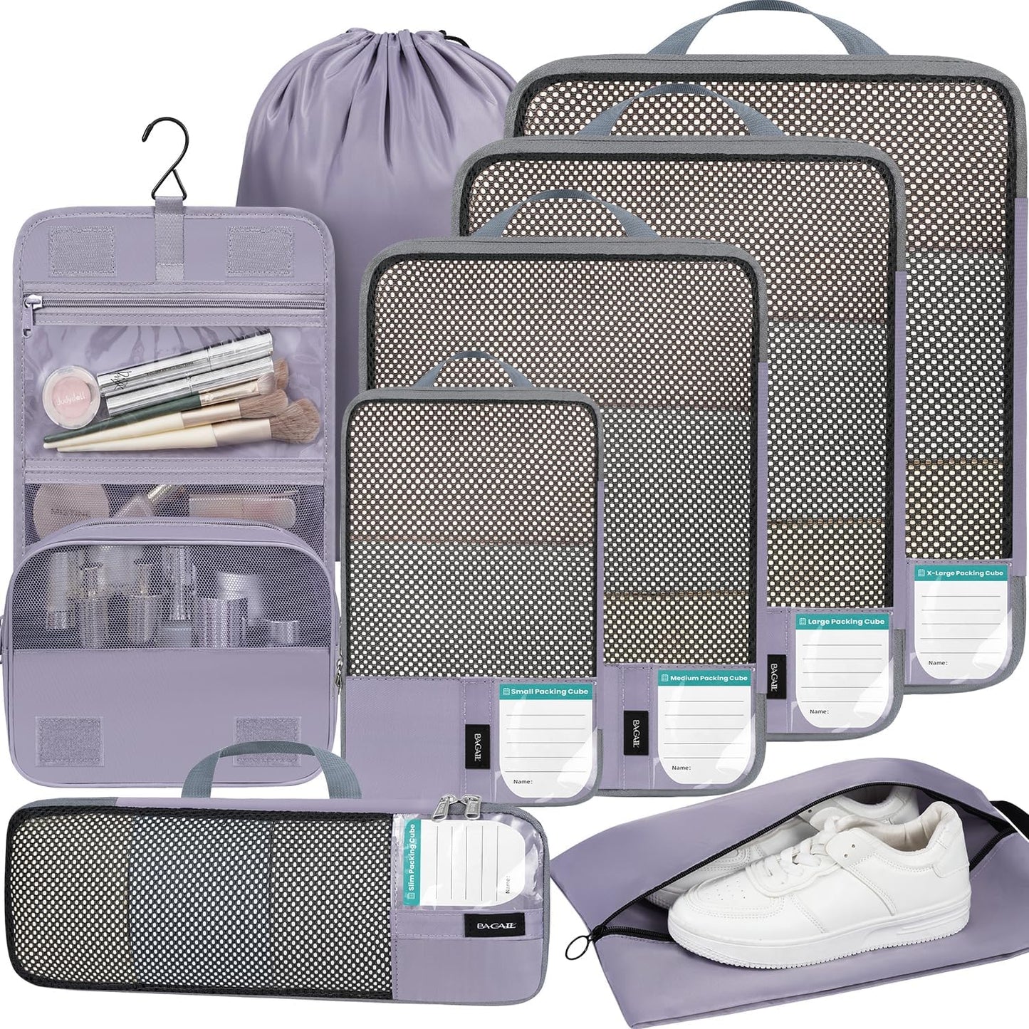 BAGAIL 4 Set/6 Set/8 Set Compression Packing Cubes Travel Accessories Expandable Packing