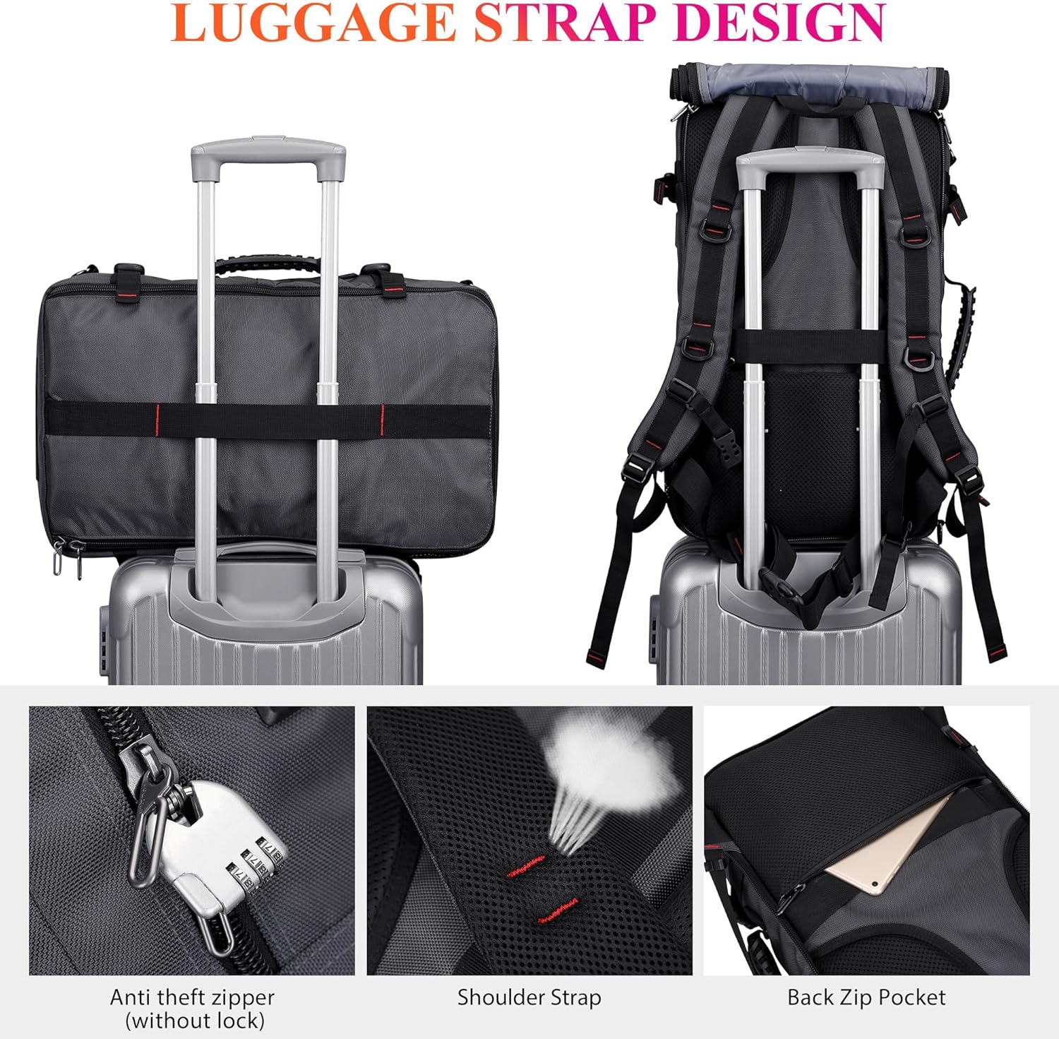 WITZMAN Carry On Travel Backpack for Men Duffle Bags Fit 17 Inch Laptop Airline Approved Laptop