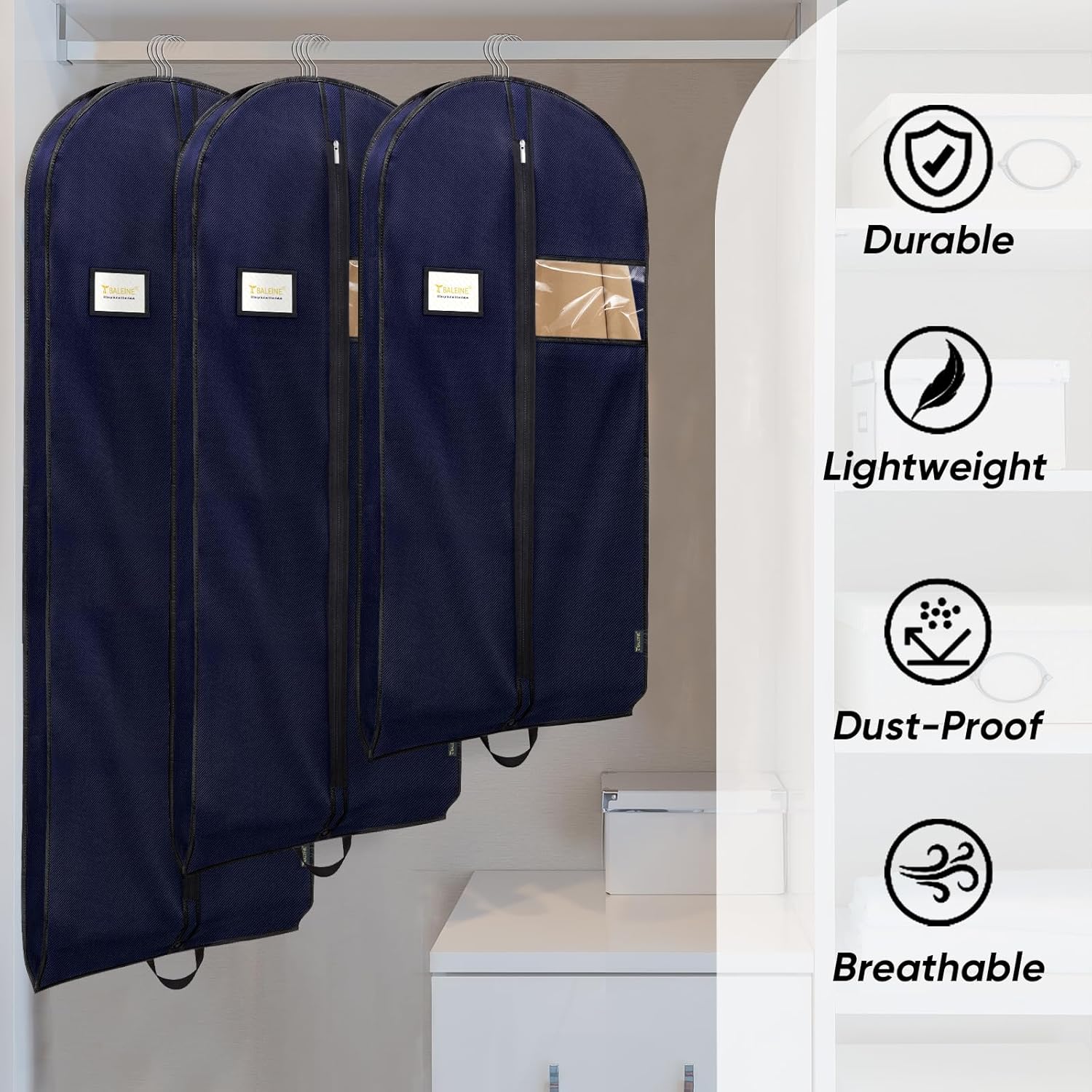 BALEINE 1PK Heavy Duty Garment Bag with Shoe Storage Travel Bag for Dresses, Suit, Coats Travel