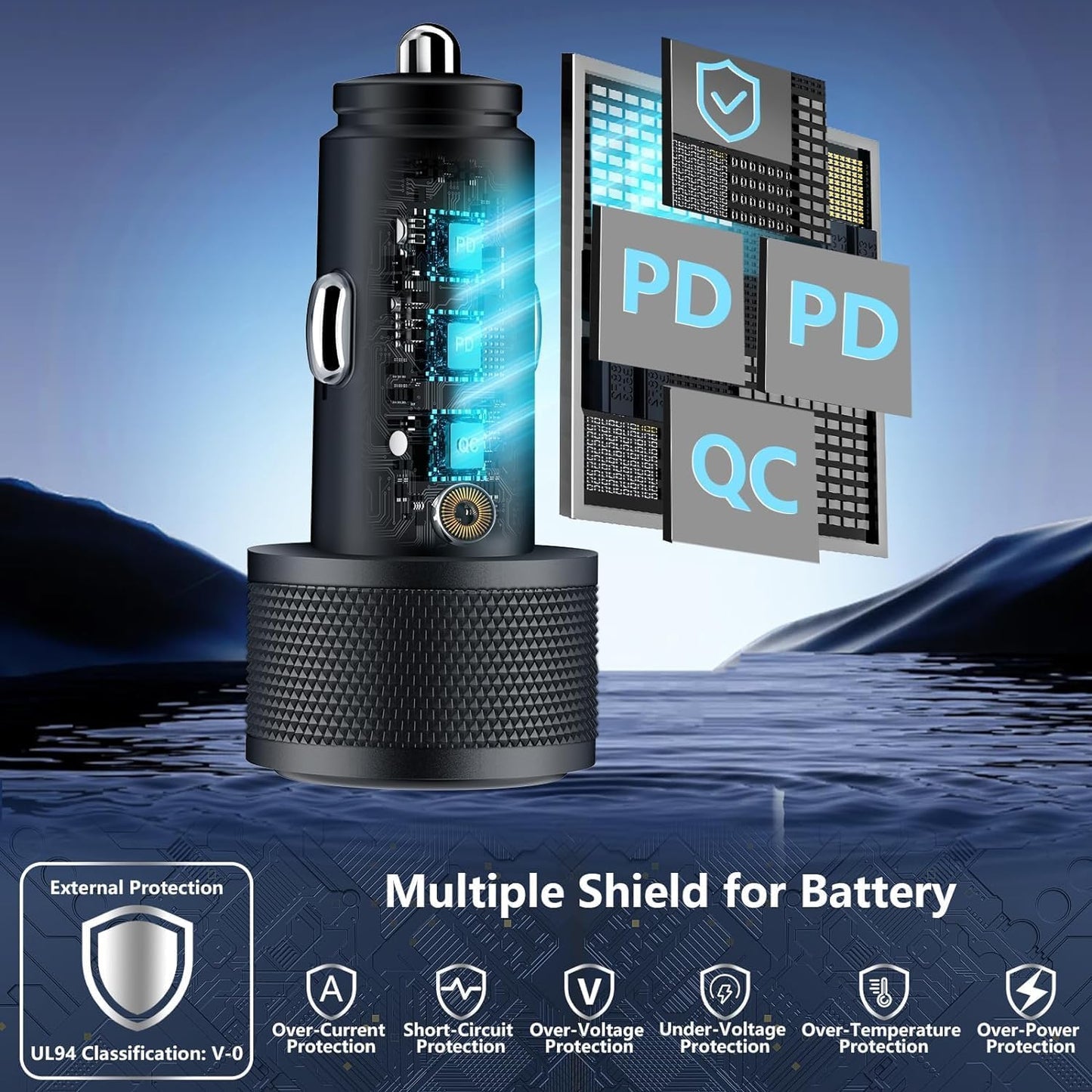 USB C Car Charger for iPhone 17, 2Pack BAOYUANDA 67W 3-Port USB-C & USB-A Fast Car Charger Cigarette Lighter Fast Charging for iPhone 17/16/15/14/13/12/Pro Max, iPad Pro, Galaxy, Google Pixel, Android