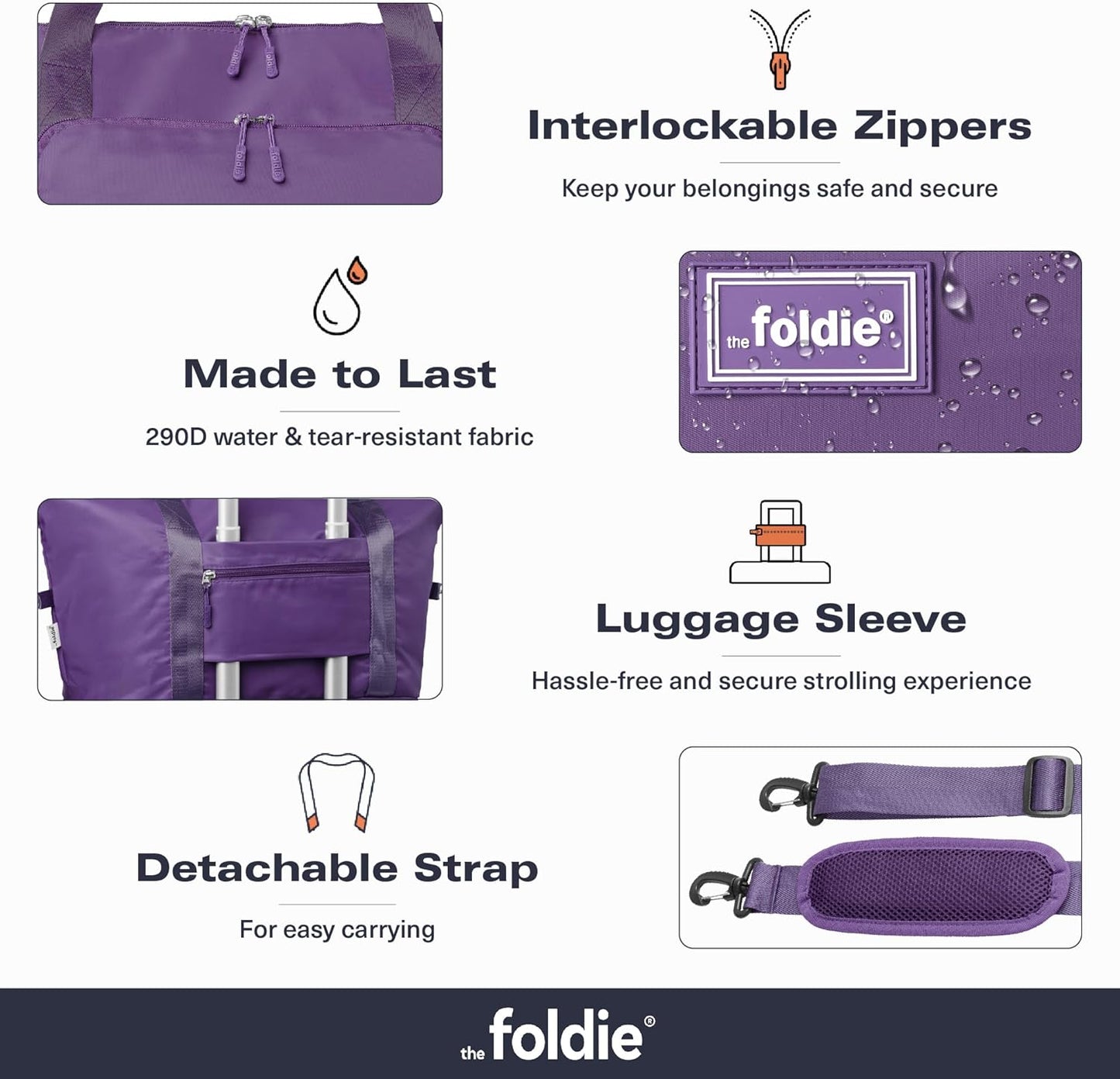 The Foldie Foldable Travel Bag for Women - 40L Weekender Bag with Multiple Pockets - Carry On Expendable Travel Bag