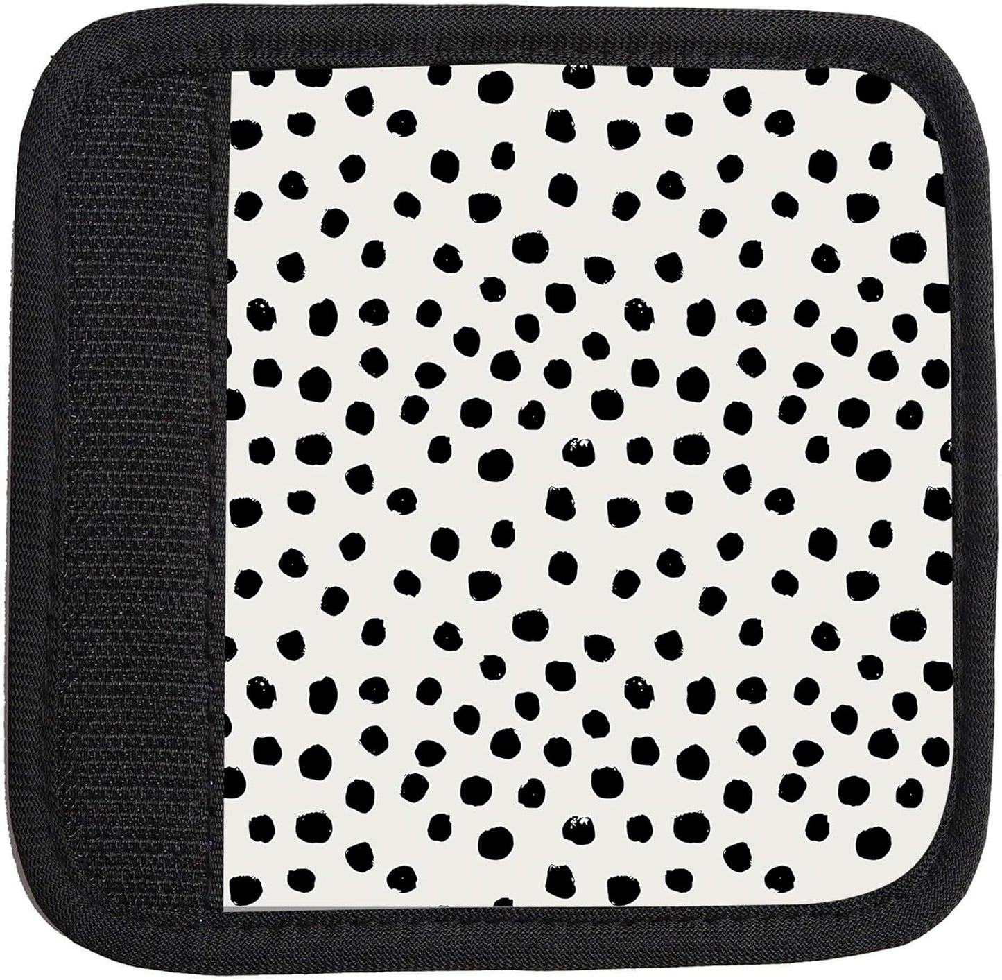 2 Pack Luggage Handle Wrap Travel Tags - Set of Luggage Tags for Suitcases, Identifiers, Marker, and Handle Covers - Cruise Accessories and Travel Gifts（Cute Black Polka Dot