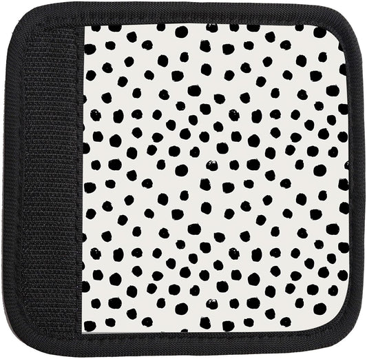 2 Pack Luggage Handle Wrap Travel Tags - Set of Luggage Tags for Suitcases, Identifiers, Marker, and Handle Covers - Cruise Accessories and Travel Gifts（Cute Black Polka Dot