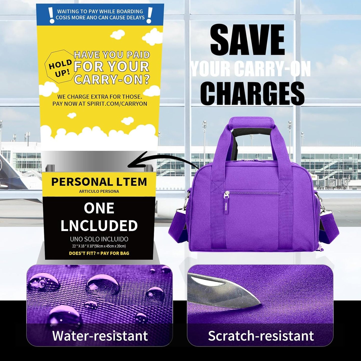 SeaRock 14 inch Small Gym Bag, Mini Duffel Bag for Women & Men, Carry On Lightweight for Travel Sport - Purple
