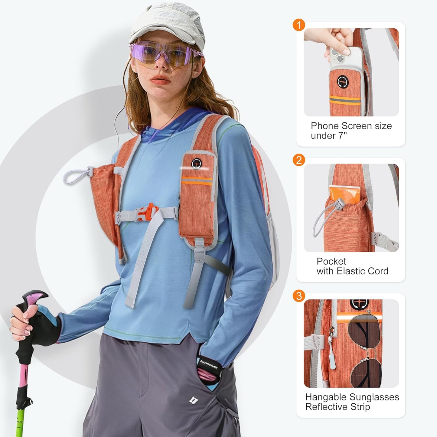 FIORETTO 10L Lightweight Packable Hiking Backpack Small Foldable Daypack for Women Men Compact Travel Backpack for Camping & Outdoor, Orange