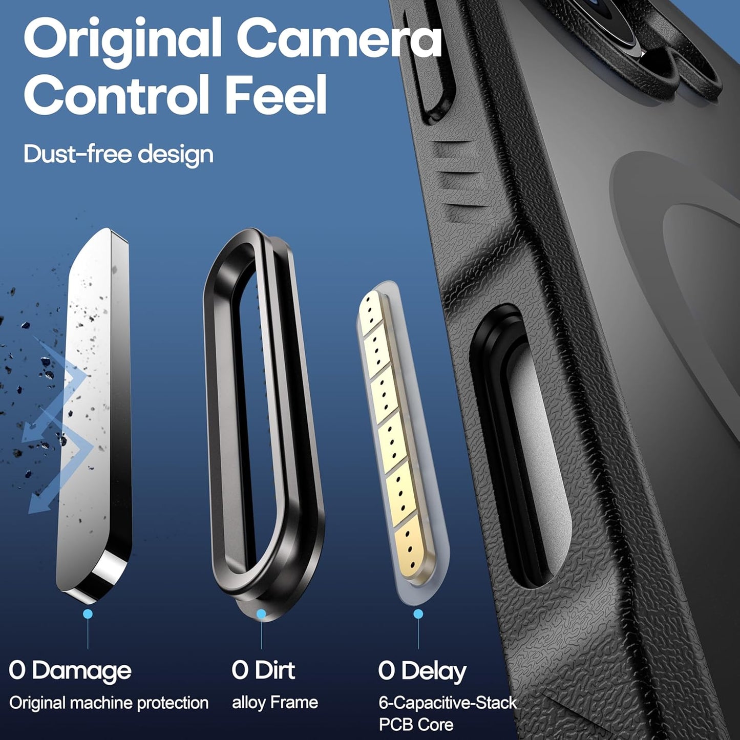 CellEver Strong Magnetic for iPhone 16 Case with Camera Control Capture Button [Camera Protection] [Military Drop Protection] [Compatible with MagSafe] Slim Translucent Matte Cover, Black