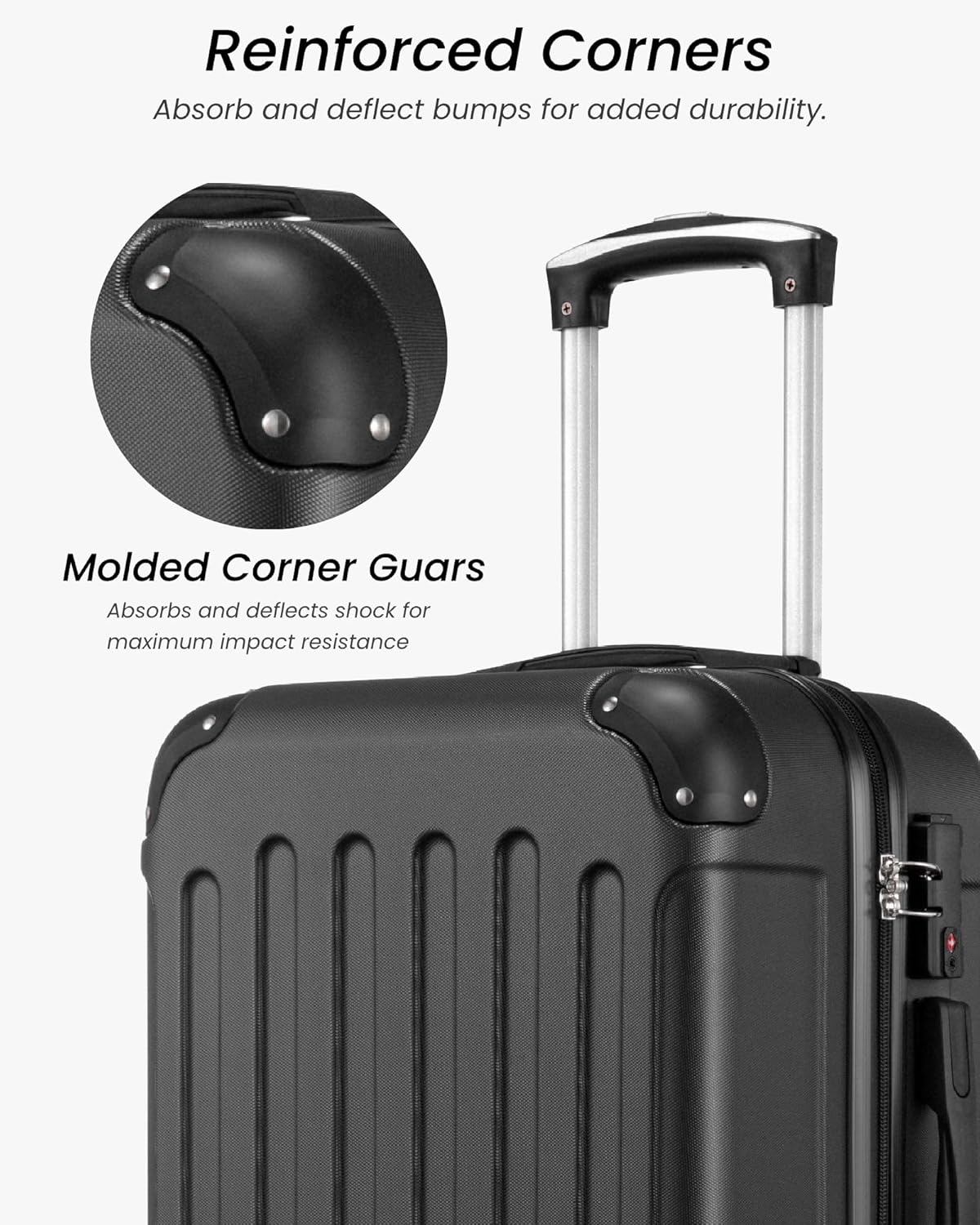 Carry On Luggage 22x14x9 Airline Approved, Hardside Suitcase with Wheels, TSA Approved, Tote Bag, White Brown