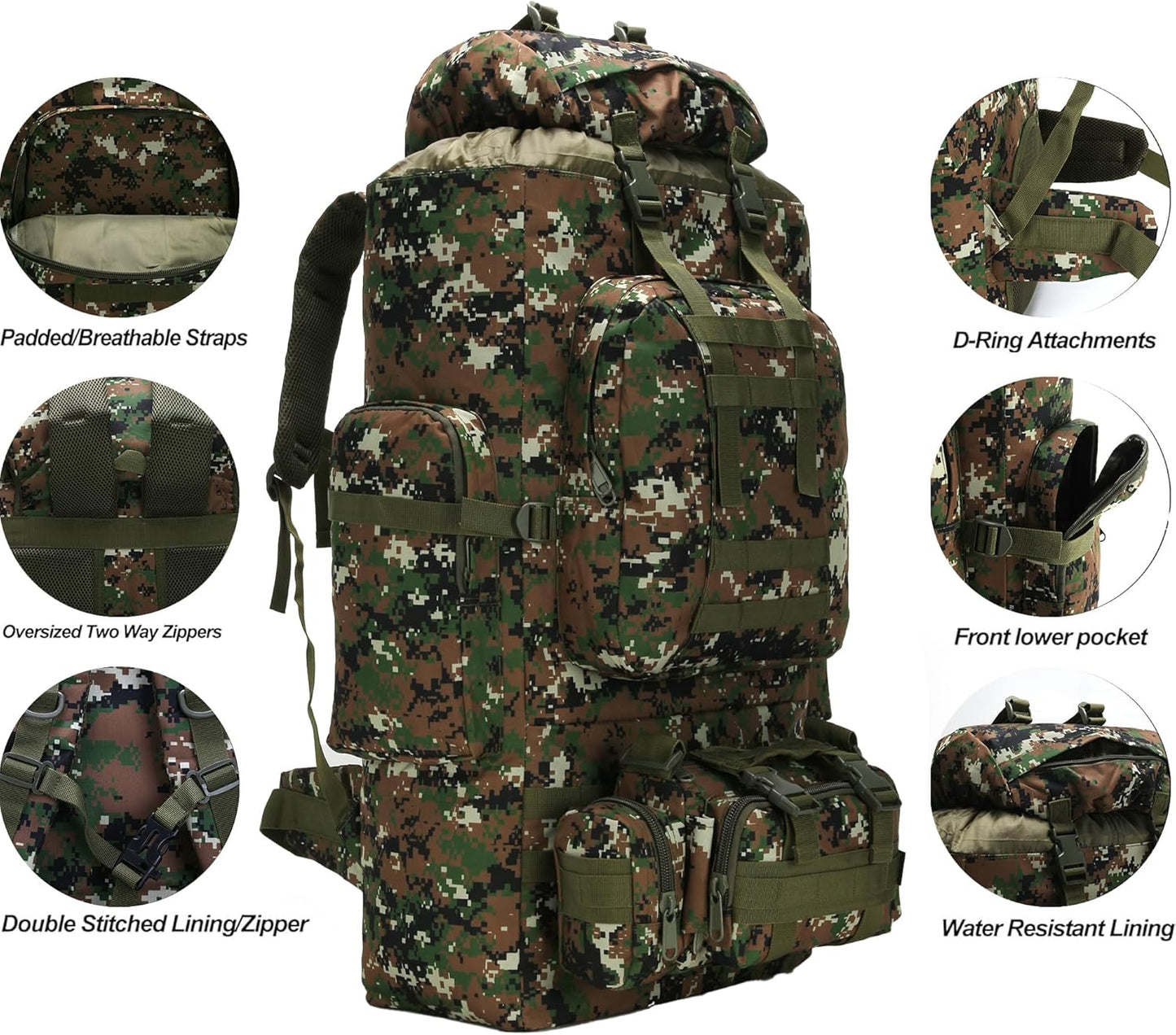 King'sGuard 100L Camping Hiking Backpack Molle Rucksack Military Camping Backpacking Daypack