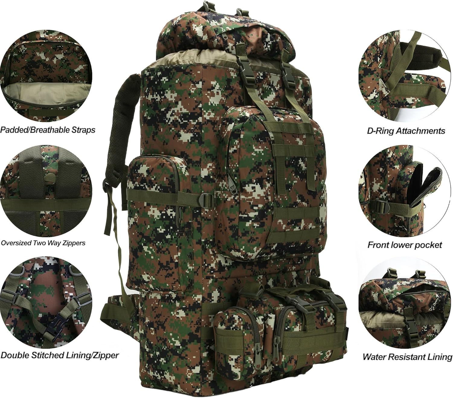 King'sGuard 100L Camping Hiking Backpack Molle Rucksack Military Camping Backpacking Daypack