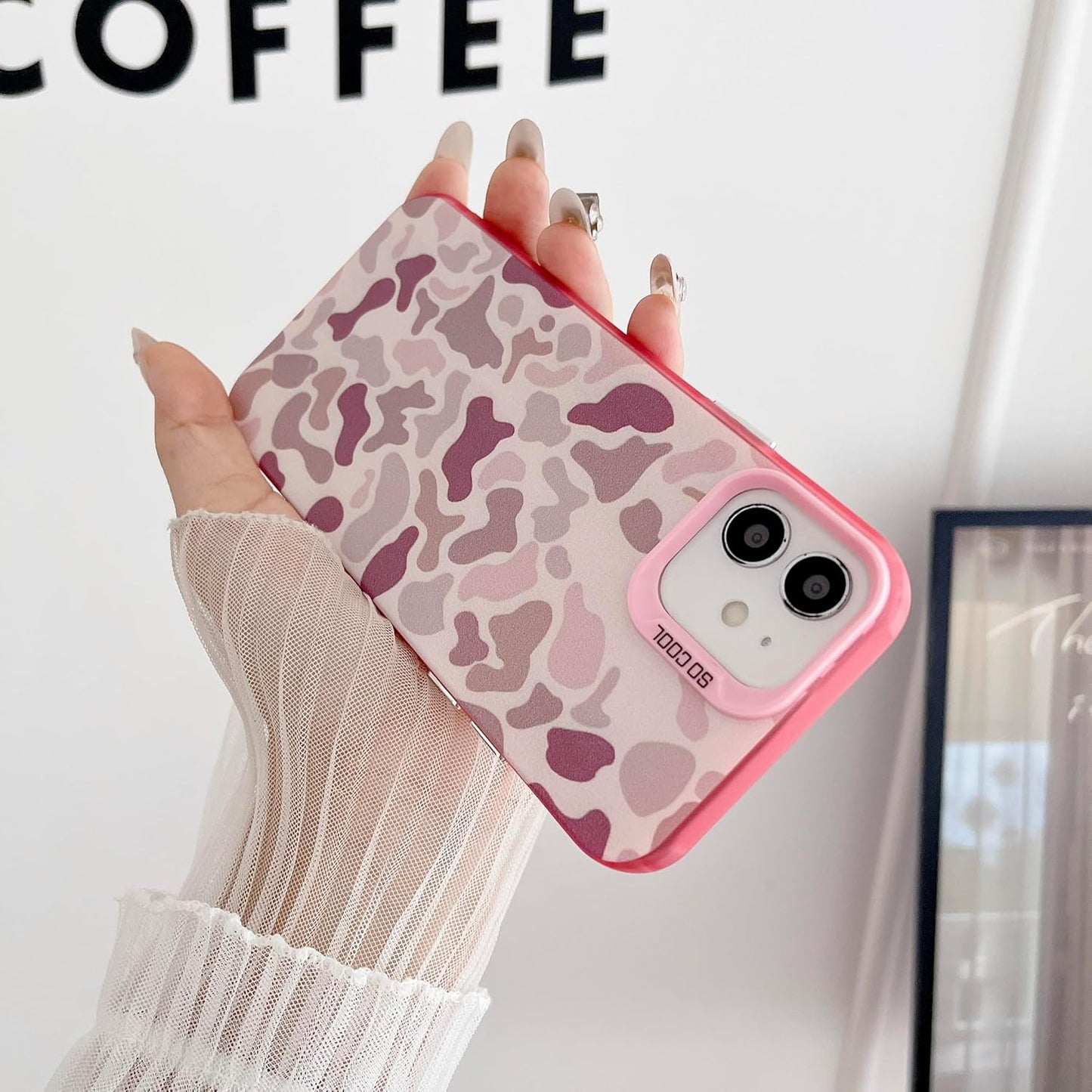 for iPhone 11 Case, Vintage Camo Pattern Design for Men Boys Teens, Cool Camouflage Shockproof Protective Cover for Girls Women - Pink