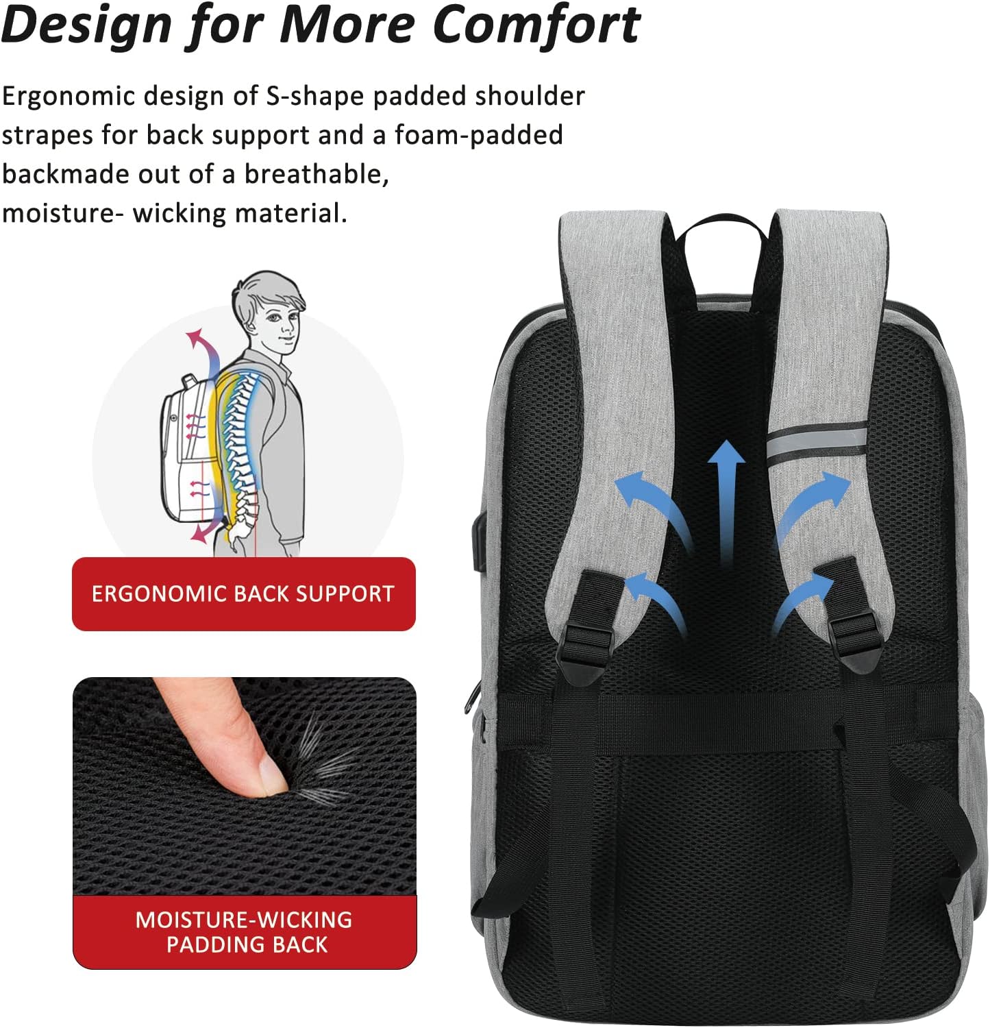 MAXTOP Laptop Backpack Bookbag Backpack with USB Charging Port Anti-Theft[Water Resistant] Work College Business Travel Computer Backpack for Men Women Fits up to 17" Notebook