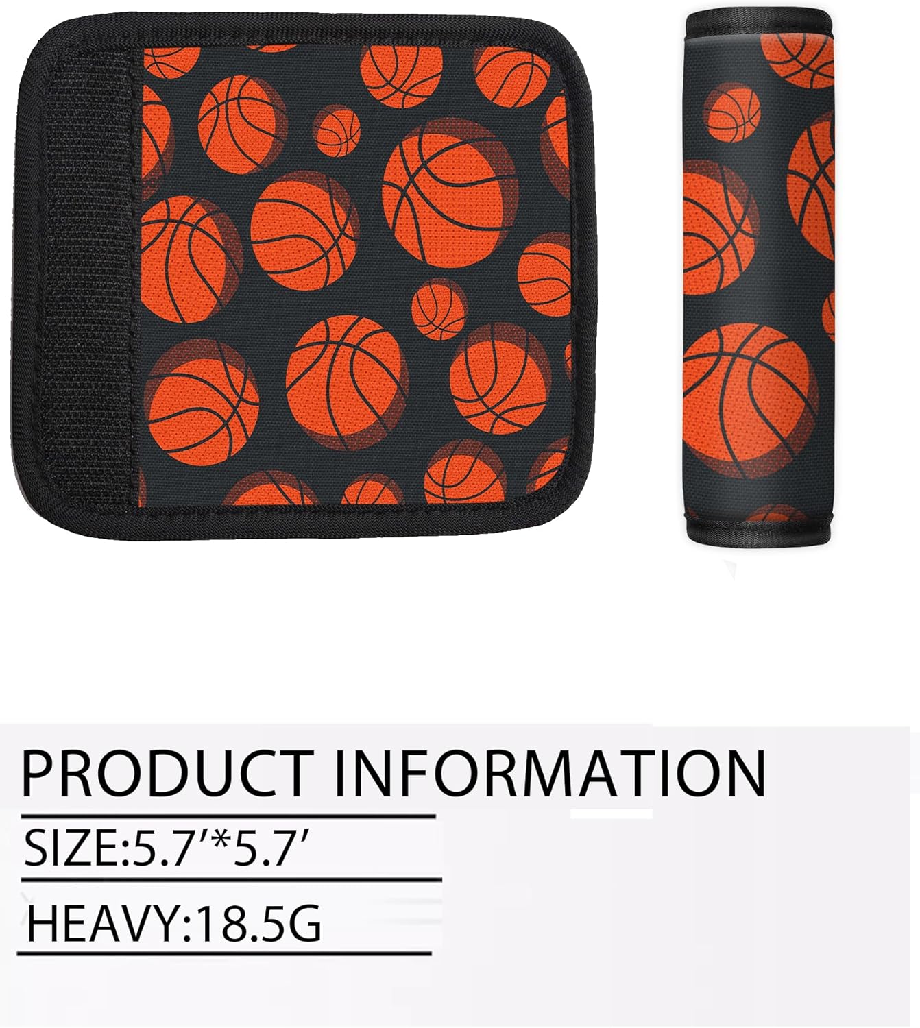 2 Pack Luggage Handle Wrap Travel Tags - Set of Luggage Tags for Suitcases, Identifiers, Marker, and Handle Covers - Cruise Accessories and Travel Gifts（Basketball