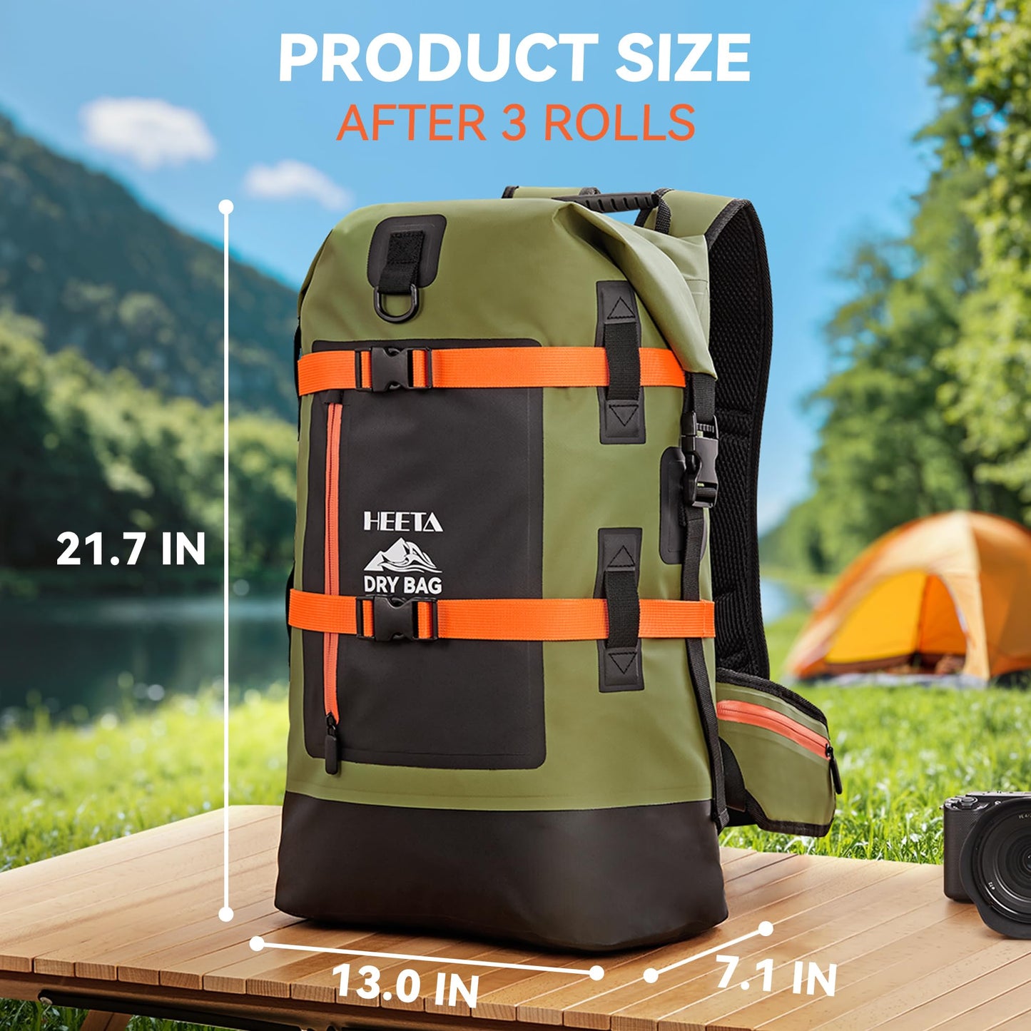 HEETA Dry Bags Waterproof Backpack 40L for Men & Women, Roll Top Heavy Duty