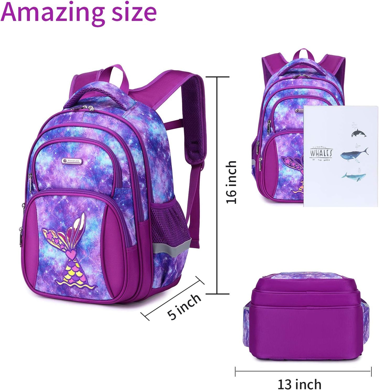 Cusangel Backpack for Girls Boys School Bookbags Kindergarten Elementary Lightweight Waterproof Multifunctional Large Capacity for Backpack (16 inch Fun Prints)