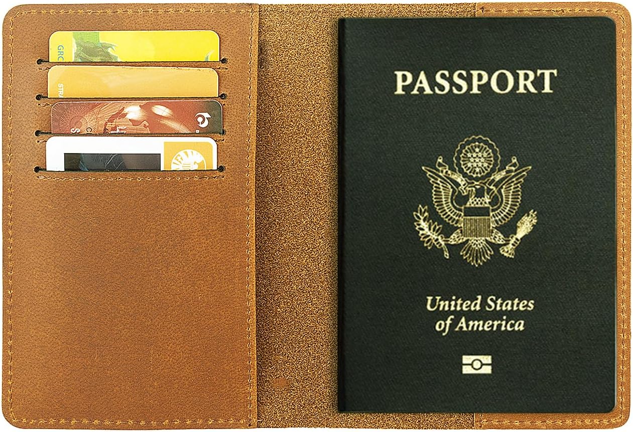 RFID Blocking Passport Holder Travel Wallet (Brown)
