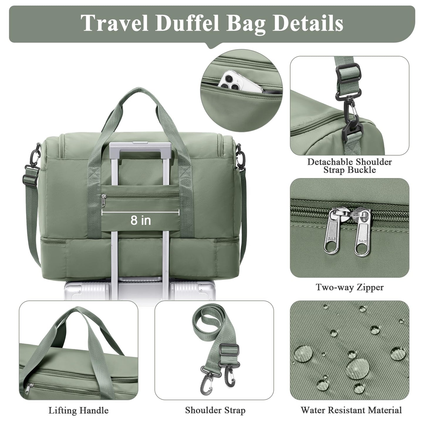 Extra Large Travel Duffle Bag,Carry on Overnight Weekend Bag with Shoes Compartment,Weekender Bags