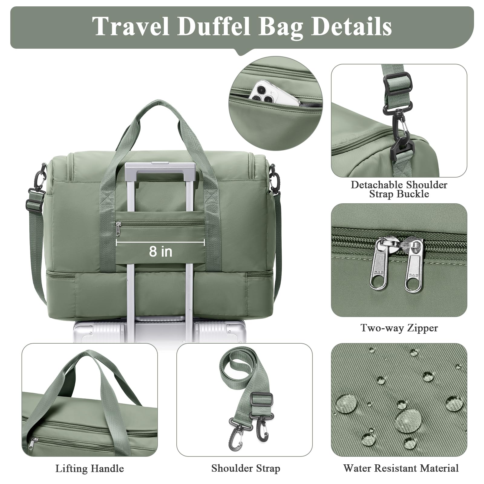Extra Large Travel Duffle Bag,Carry on Overnight Weekend Bag with Shoes Compartment,Weekender Bags