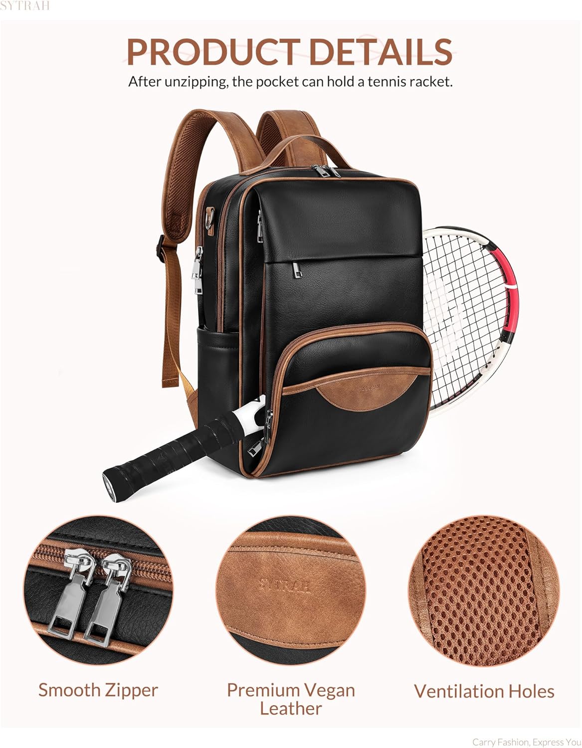 Leather Laptop Backpack, 15.6 Inch Business Computer Bag, Designer College Backpack Travel Backpack
