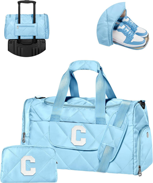 Unique Gifts for Teen Girls Women, Monogram Duffle Bag with Shoe Compartment & Wet Separation, Women Gift Idea for Birthday, Anniversary, Appreciation, Gifts for Mom, Teacher, Friends