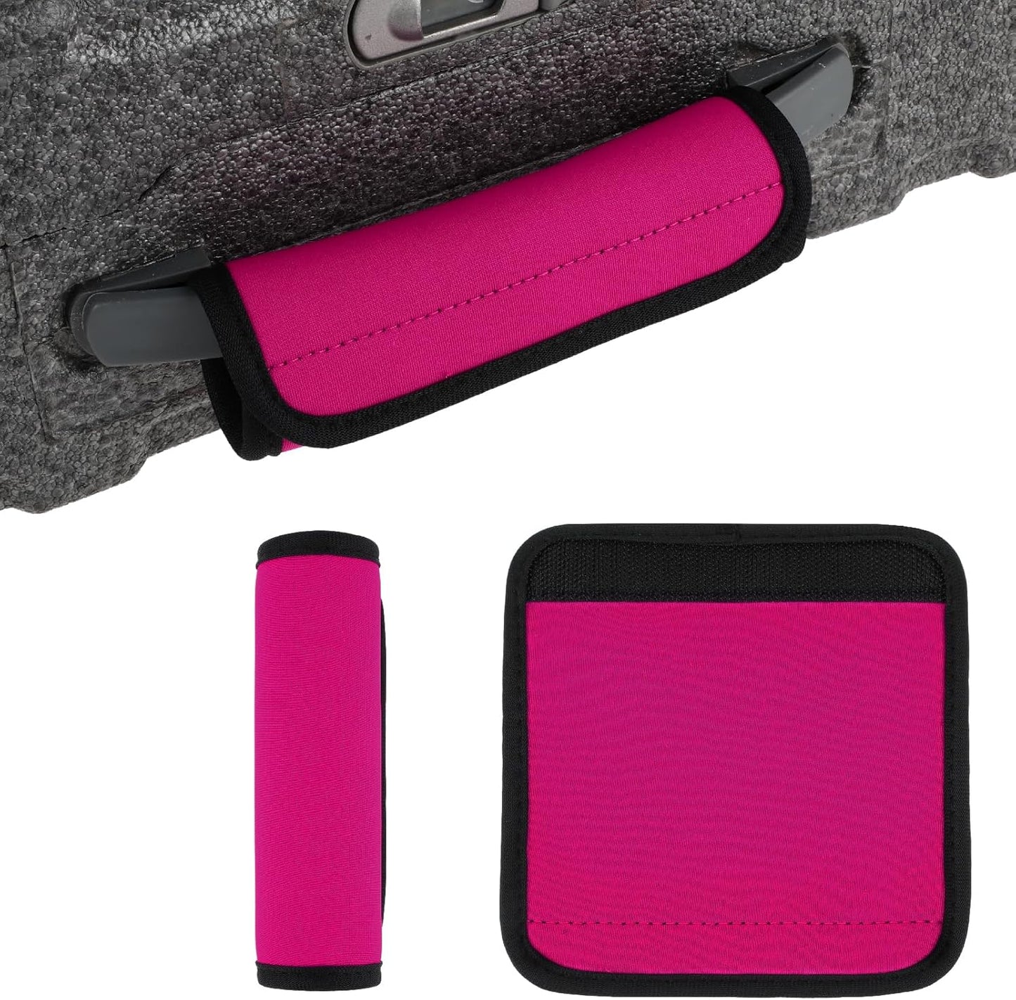 2 Pack Luggage Handle Wraps for Suitcase, Bright Color Comfort Soft Handle Covers Suitcase Luggage Handle Wrap Luggage Tag Wraps Travel Accessories (Rose Red)