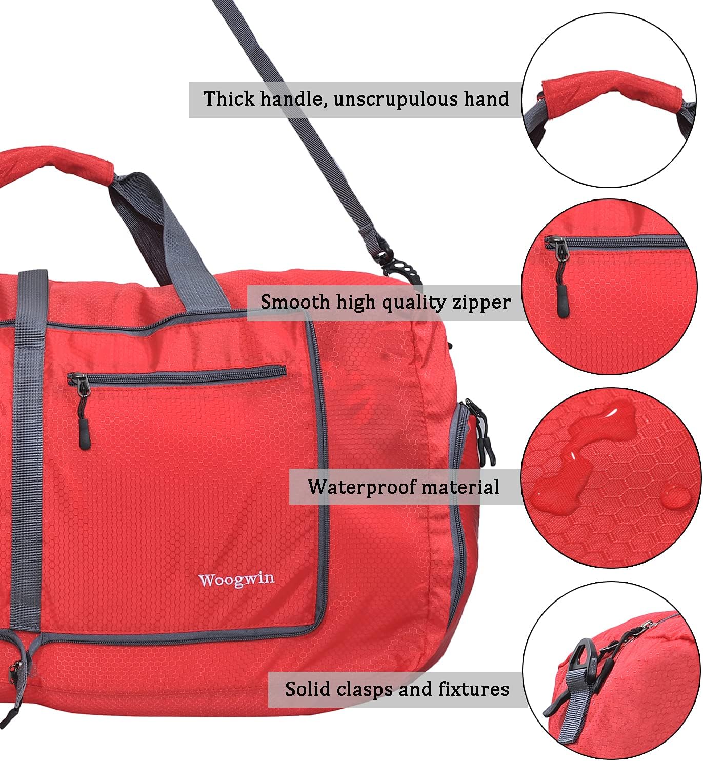 Woogwin Travel Duffel Bag Large Foldable Waterproof Overnight Bag for Beach Swim Bags Pool Sports