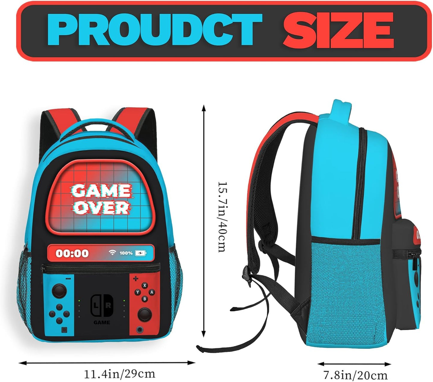 School Backpack for Boys Gamer Boys Backpack for Kids Children Teens Elementary Middle School Students Bookbag Ages 6-18 Video Game Bookbag Travel Back Pack