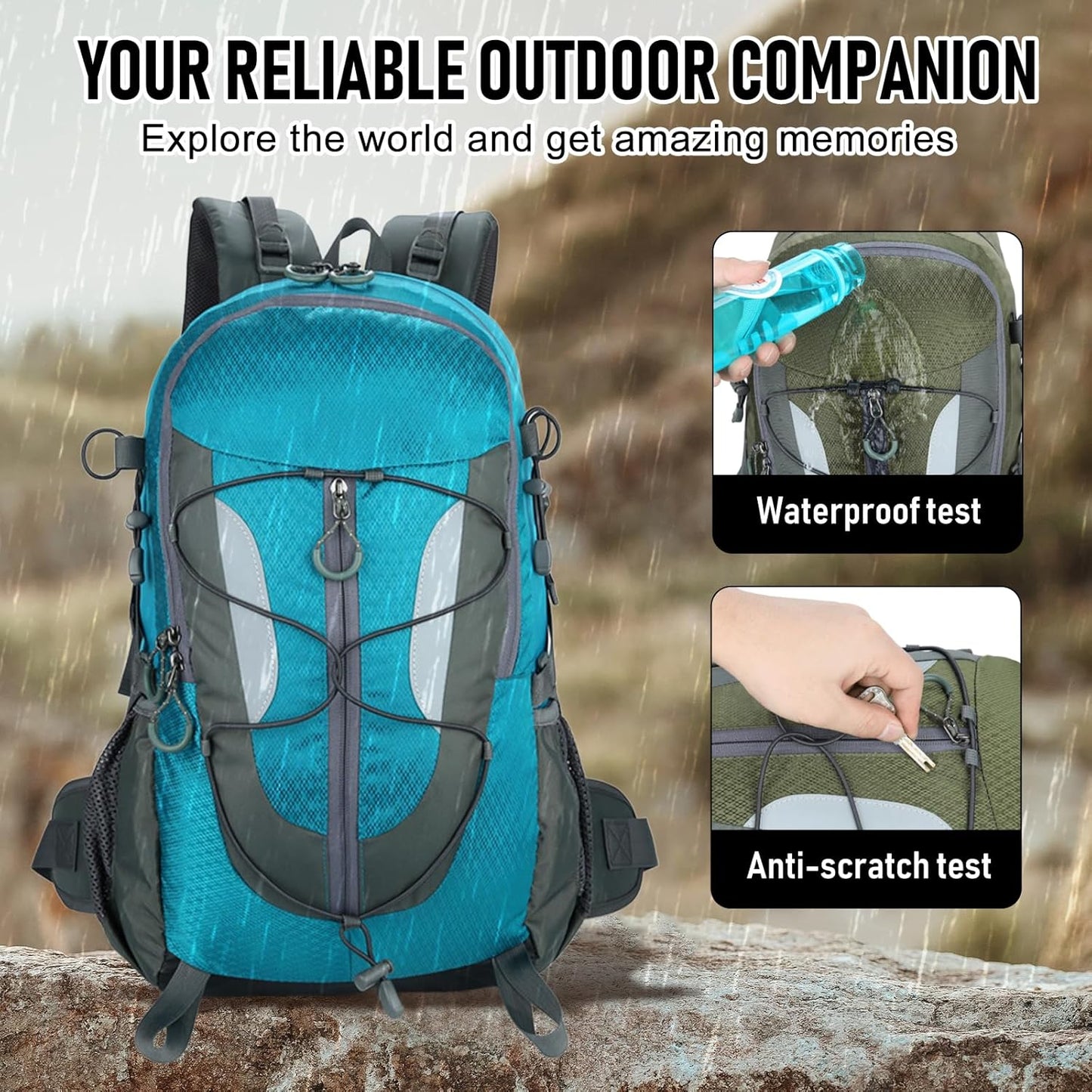 30L Hiking Backpack, Waterproof Outdoor Bag, Travel Camping Men'S And Women'S Sports Backpack (Blue)
