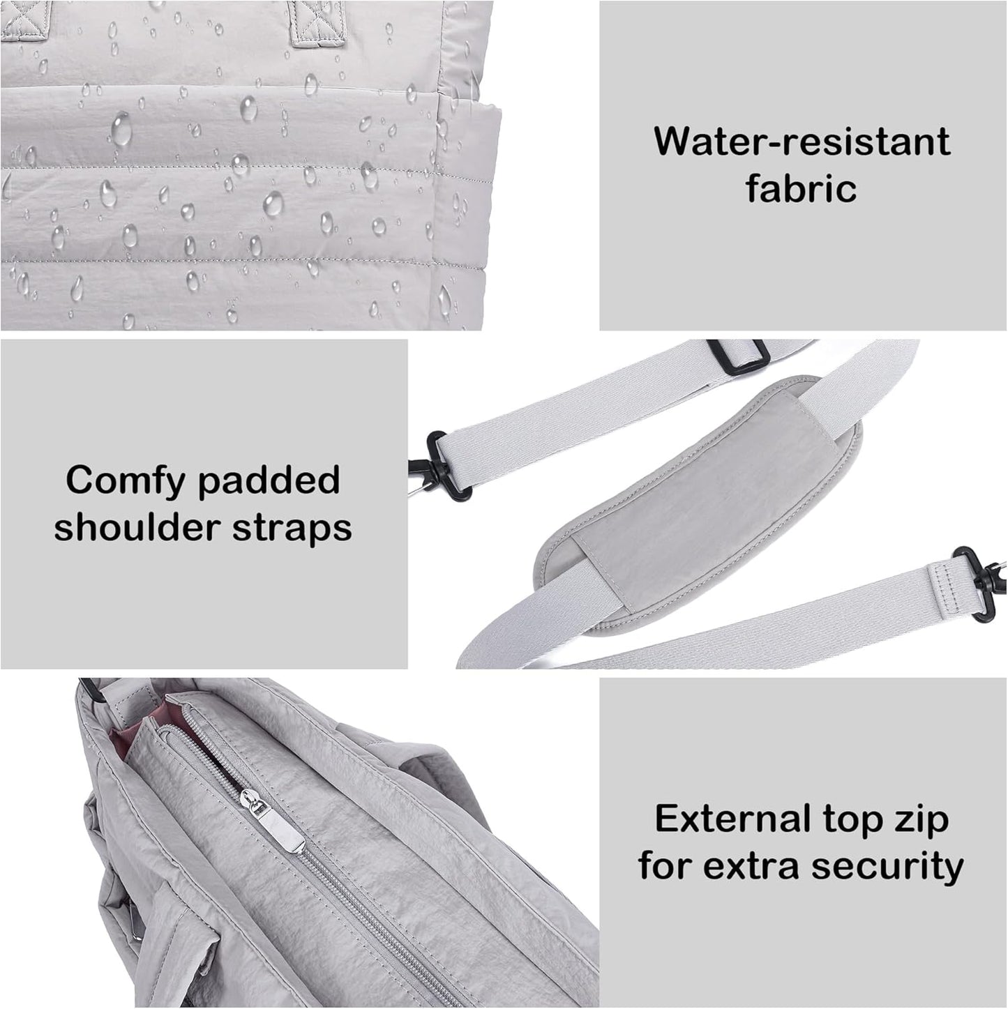 AOCINA Puffy Tote Bag for Women Quilted Work Bag Nurse Bags Women's Handbags for Travel