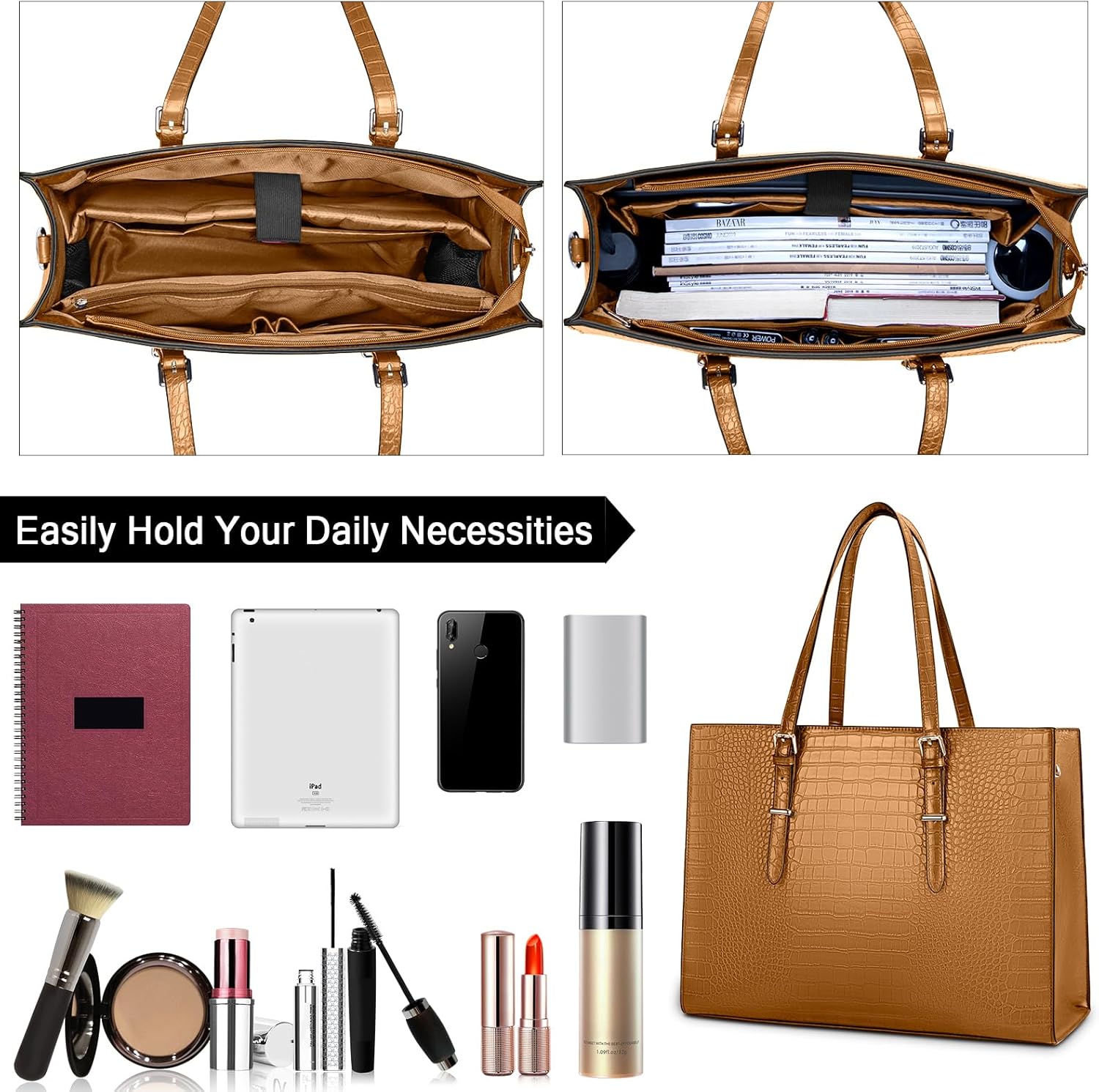 Laptop Bag for Women 15.6 Inch Laptop Tote Bag Leather Classy Computer Briefcase for Work