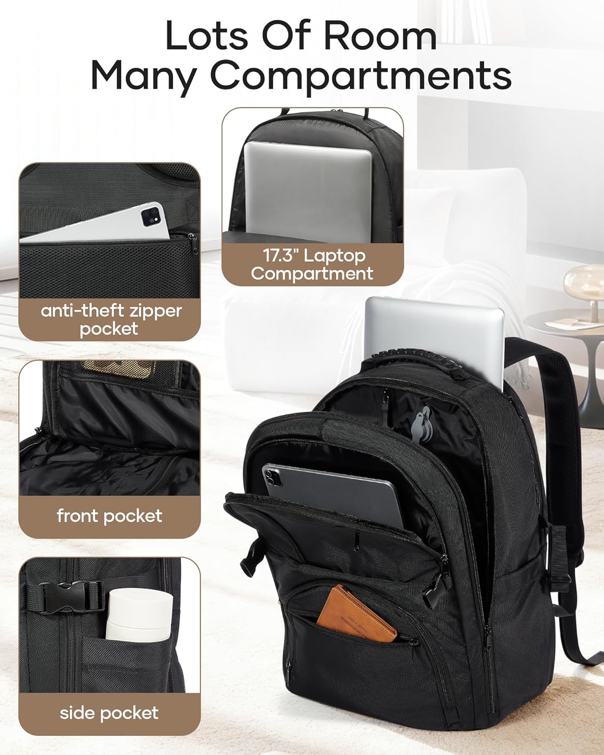 Vacuum Backpack Travel with Pump,Travel Backpack with Vacuum System,Carry on Flight Approved 18×14×8 inch Personal Item Travel Bag,Mochila Compresion al vacio,Laptop Backpack for men,Black