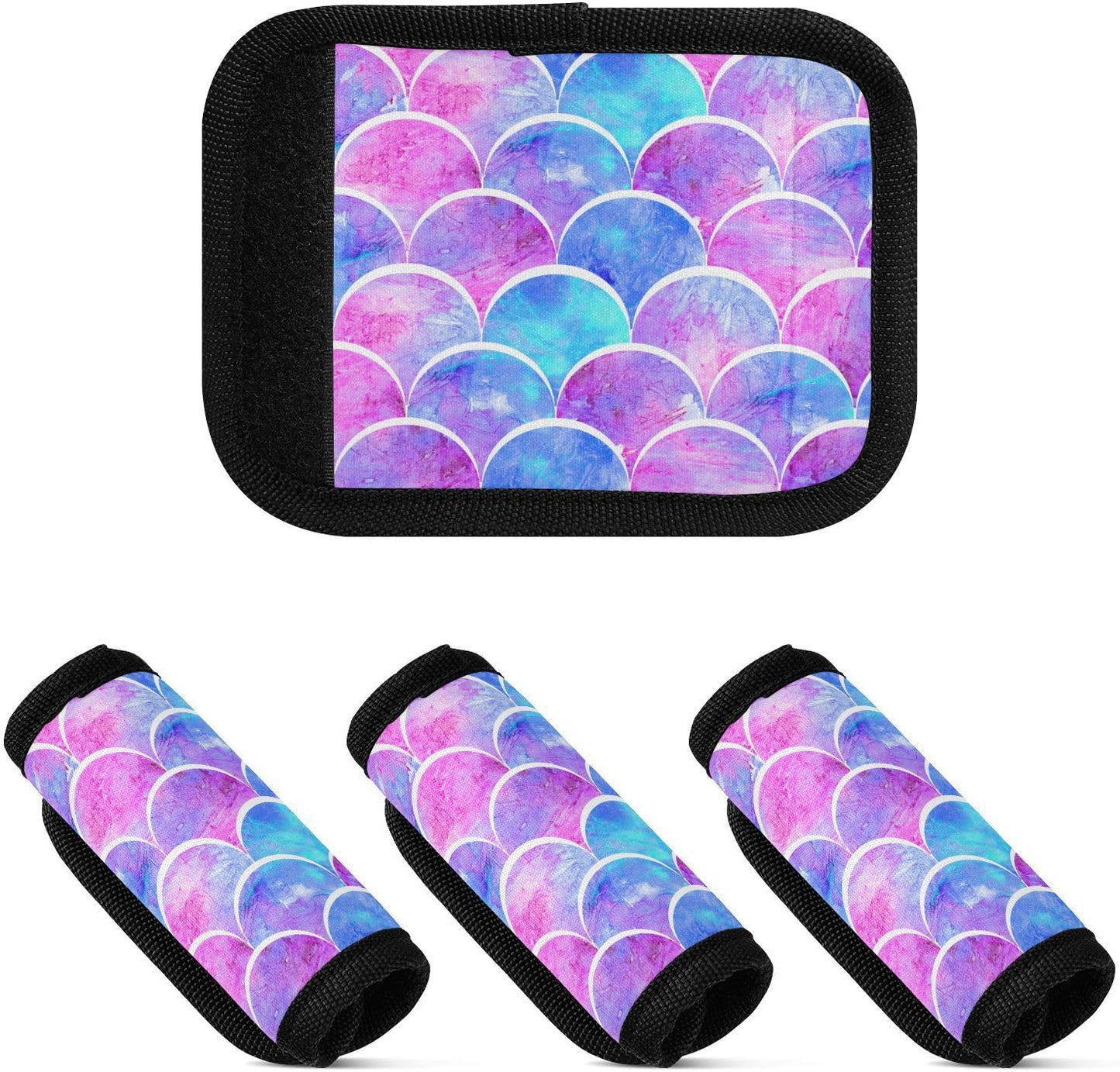Mermaid Scales 2 Pack Luggage Handle Wraps Covers for Suitcase Identifiers Bag Tags Travel Accessories