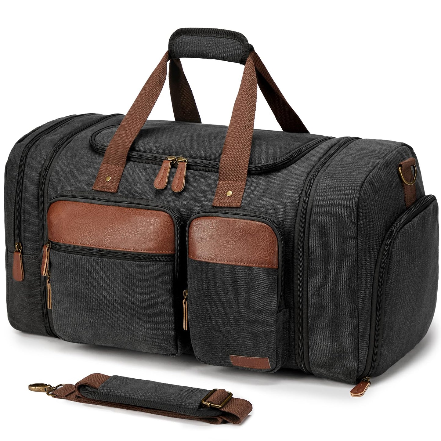 Celvetch Canvas Duffle Bag for Travel 50L Expandable, Dark Grey