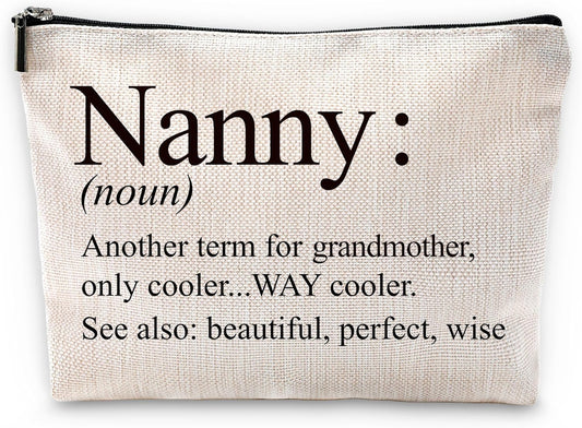 Sufamb Nanny Gifts Makeup Bag, Grandma Gifts for Mother's Day Birthday from Grandkids Cosmetic Bags, Best Grandma Gift Portable Small Toiletry Bag Zipper Makeup Pouch