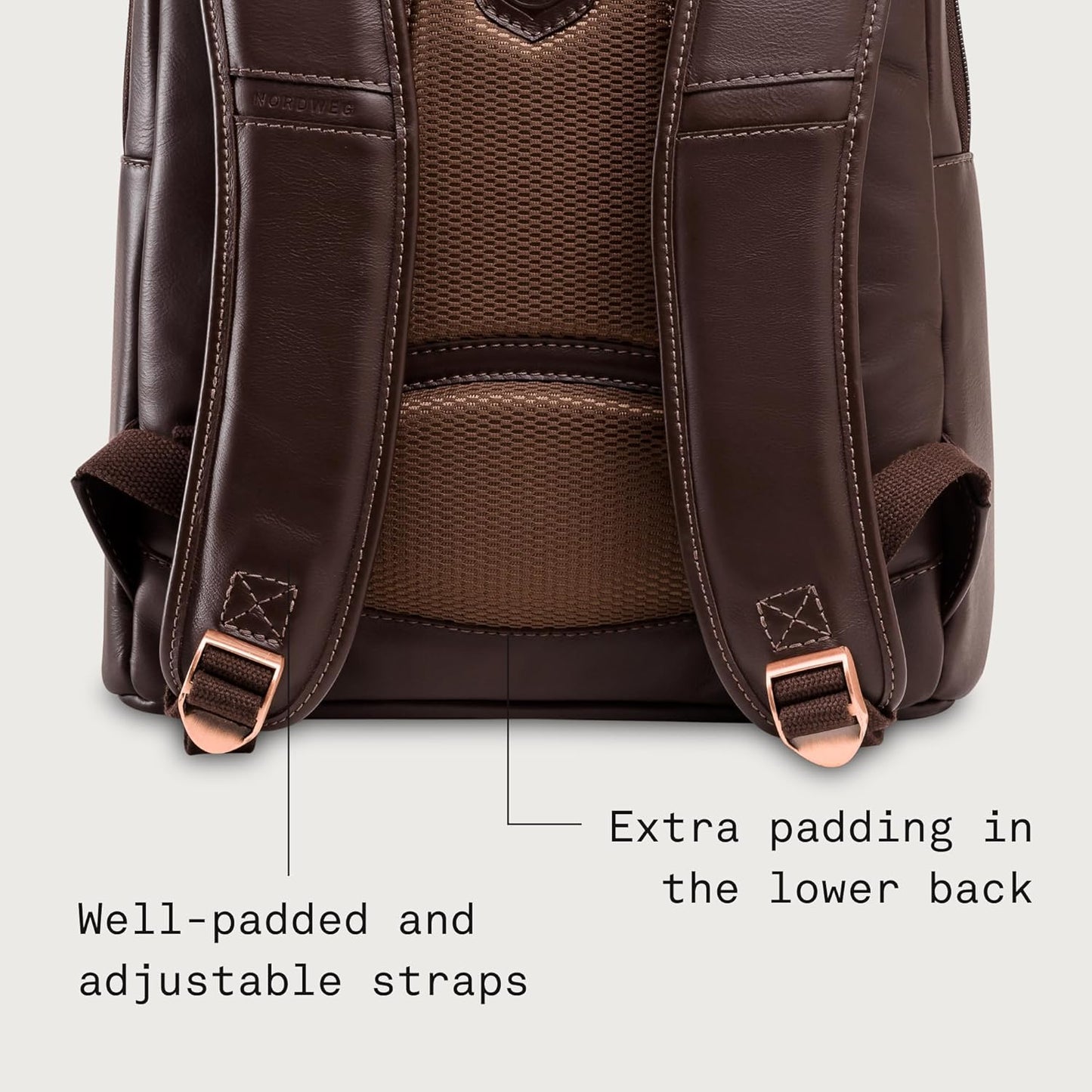 Nordweg Leather Laptop Backpack NW074B – Lightweight Daypack for Work, Travel & College – Fits