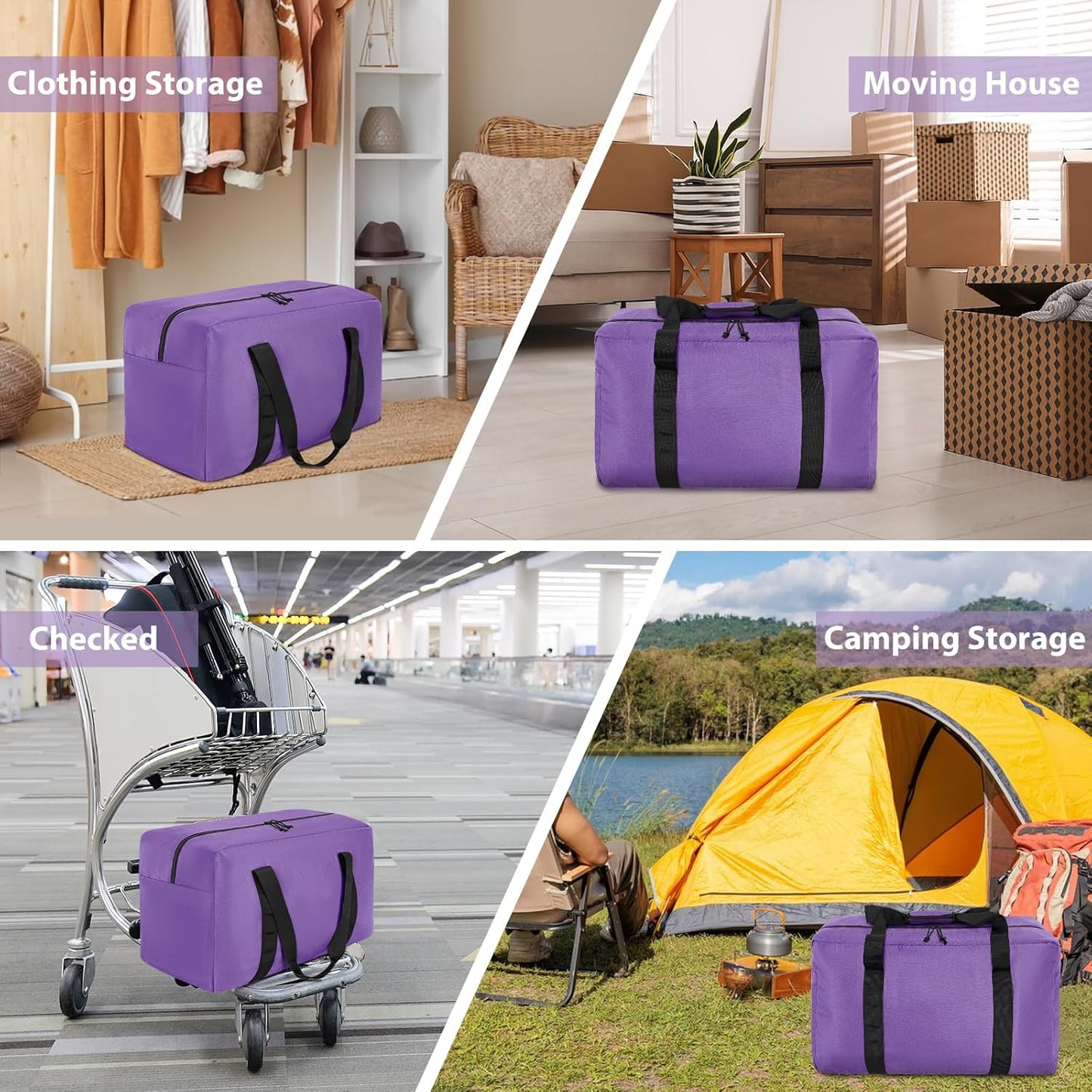 Large Travel Duffle Bag, 60L Gear Bag for Men and Women, Storage Bag Ideal for Overnight Camping and Weekend Getaways