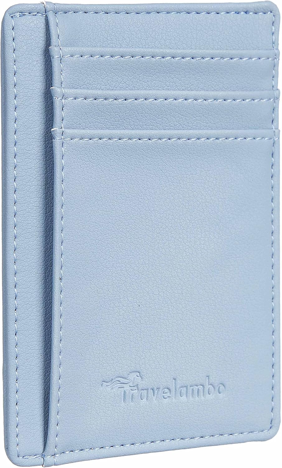 Travelambo Front Pocket Minimalist Leather Slim Wallet RFID Blocking Medium Size