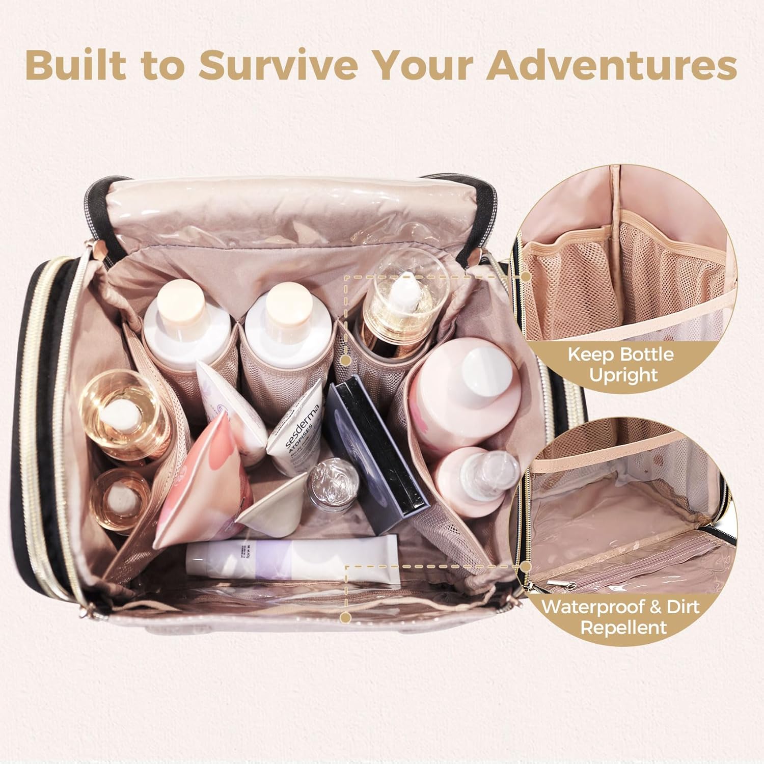 Hanging Toiletry Bag & Makeup Bag for Women with Jewelry Organizer - TSA Approved Large Capacity