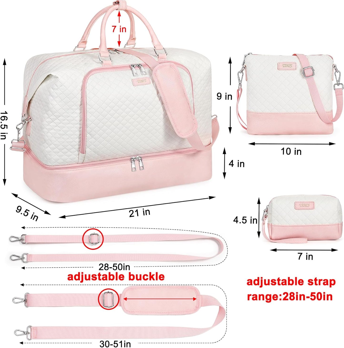 Travel Weekender Bag for Women, Overnight Bag with Shoe Compartment Oversized Travel Duffel Bag Carry On Tote 21"