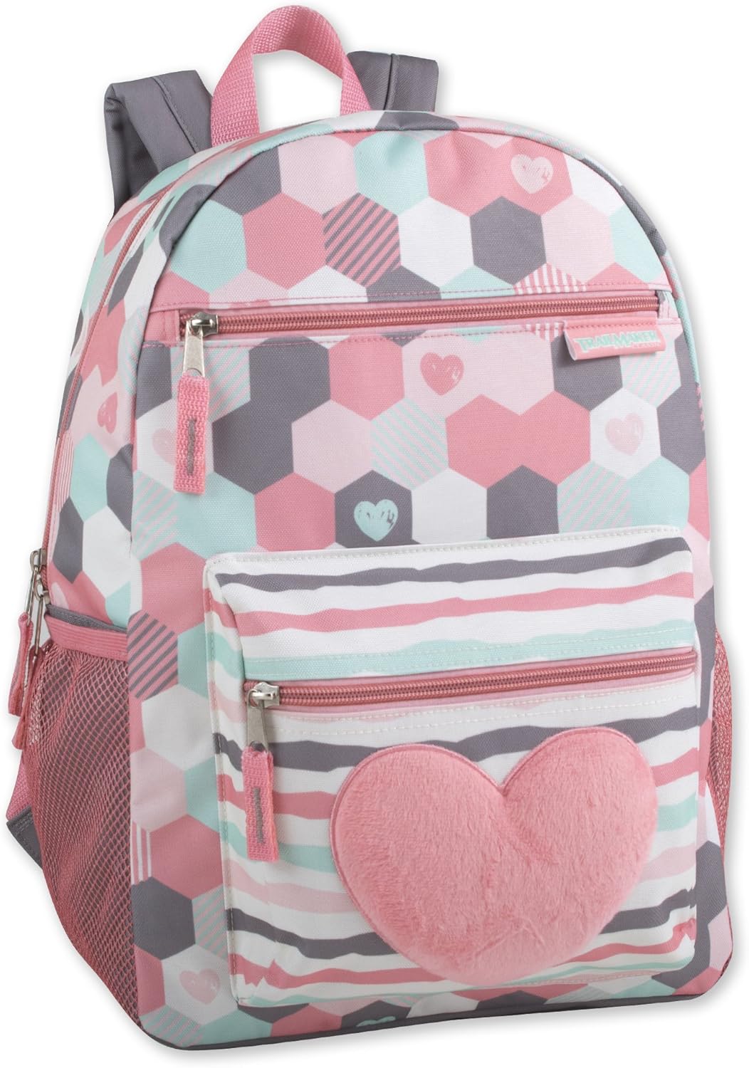 Trail maker 17” Kids Character School Backpacks Plush for Girls with Side Pockets, Padded Straps