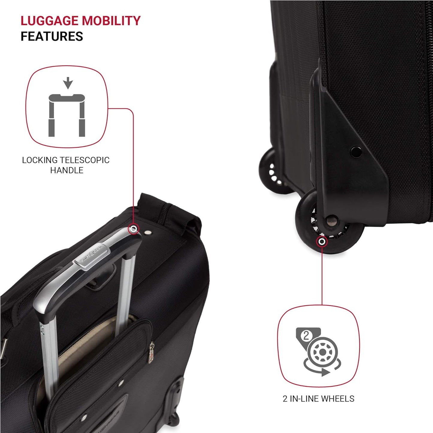 SwissGear 7895 Premium Rolling Garment Bag, Bonus Hanging Feature, Men's and Women's, 24-Inch Luggage - Black