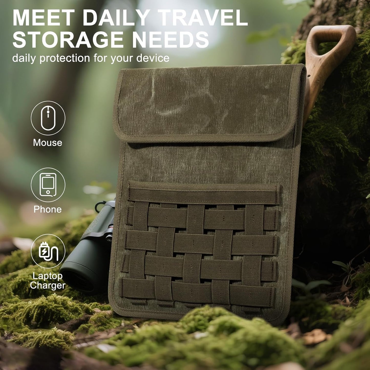 Gexmil Laptop Sleeve 14 Inch Compatible with MacBook Pro M4/M3/M2/M1 Pro/Max,Protective Laptop Travel Case, Slim Portable Carrying Bag with Accessory Pocket, Army Green