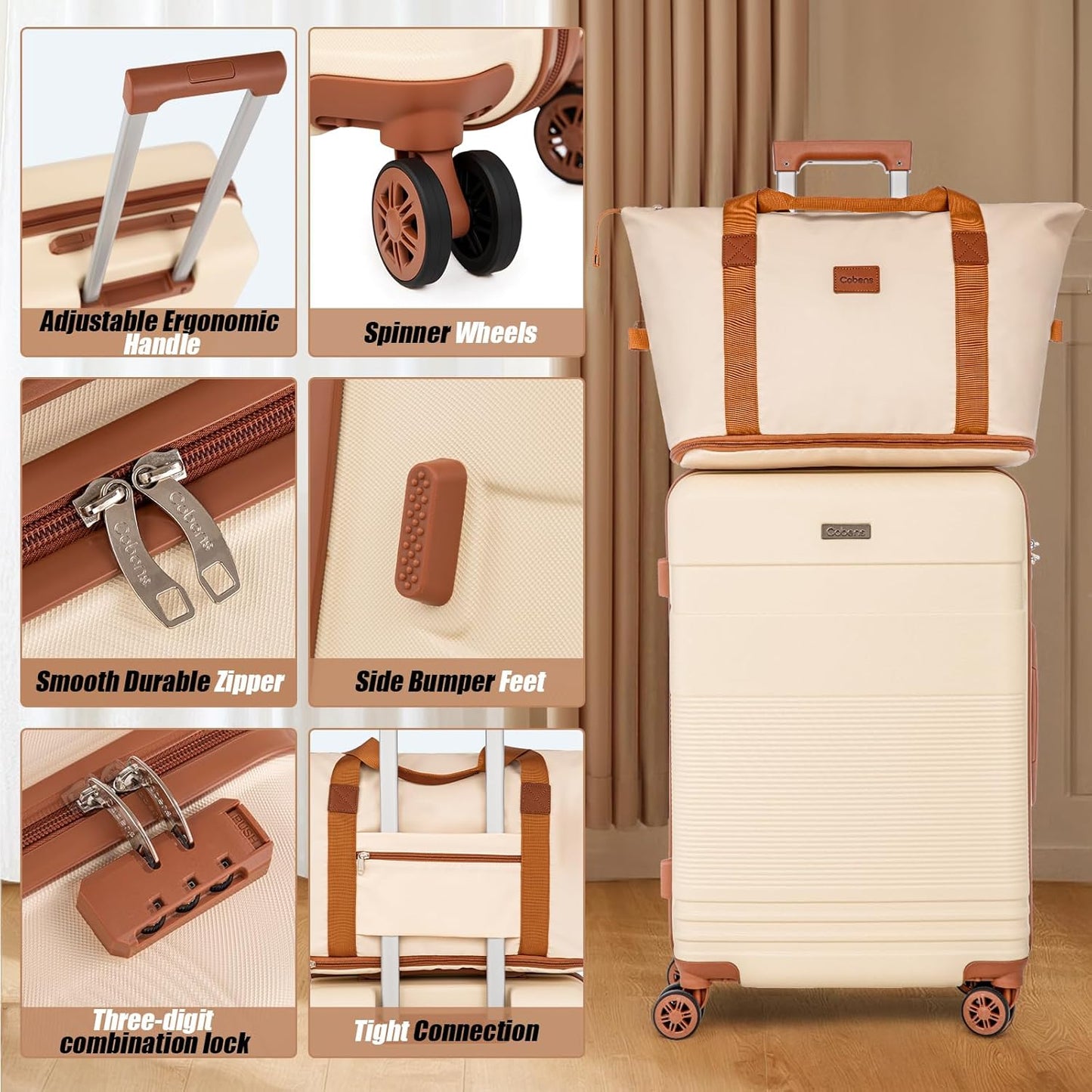 Luggage Sets 5 Piece with Spinner Wheels, Lightweight Hardshell Suitcases Set with Lock for Men and Women, Carry on Luggage Travel Set with Durable ABS Hard Case