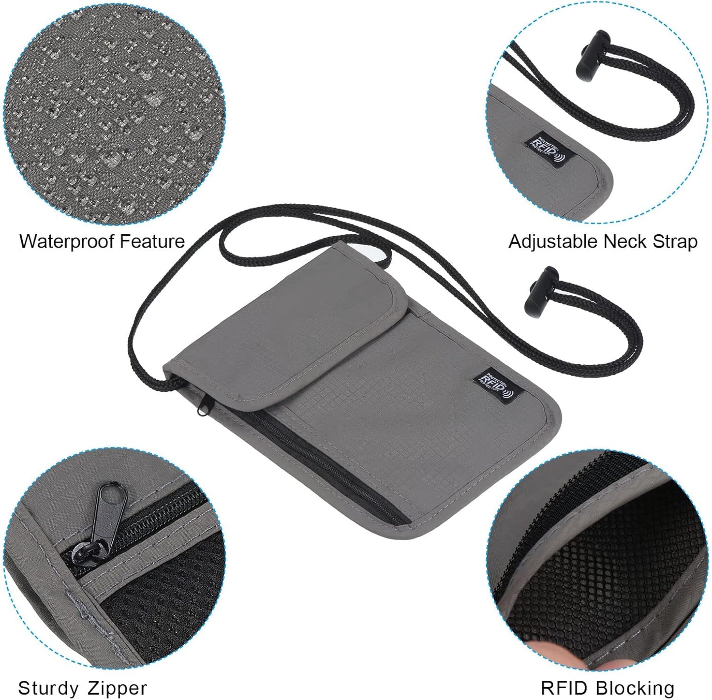 PATIKIL Neck Wallet, Passport Holder Neck Pouch RFID Blocking Waterproof Neck Travel Wallet for