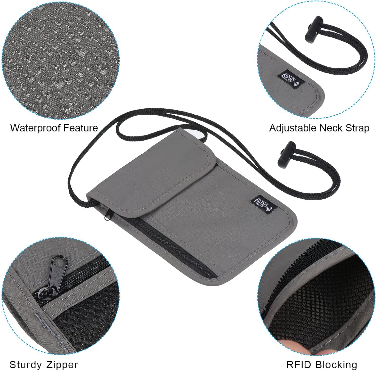 PATIKIL Neck Wallet, Passport Holder Neck Pouch RFID Blocking Waterproof Neck Travel Wallet for