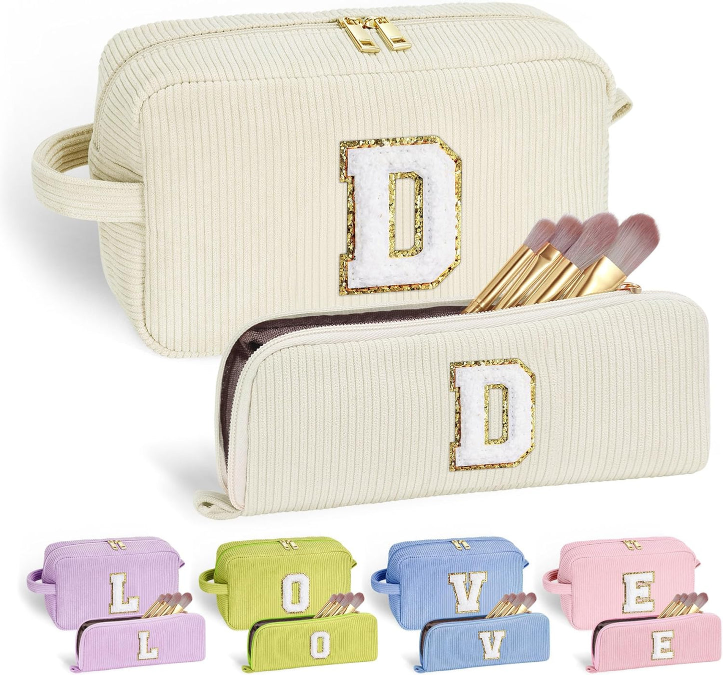 YOOLIFE Initial Travel Makeup Bag Cosmetic Bag - Teen Girl Gifts Trendy Stuff Friend Birthday Gifts for Women Teen Girl Kids